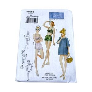 Vogue V9255 Sewing Pattern Bra Shorts Cover-up Size 14-22 New Uncut
